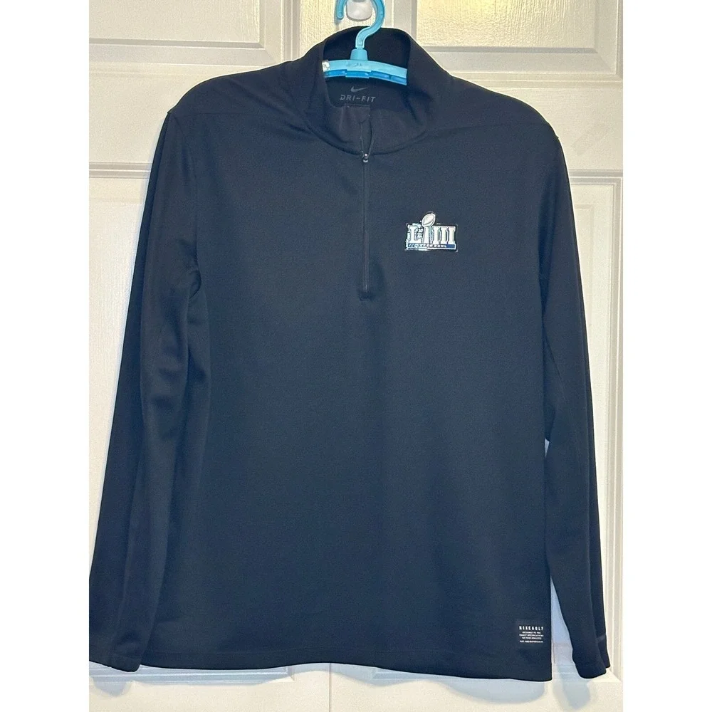 Nike Golf Sportswear Men Dri-FIT Super Bowl LIII 1/4 Zip Pullover Top Black‎  LG